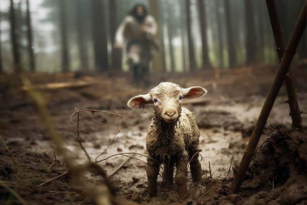 Jesus Rettet Das Verlorene Schaf 600px